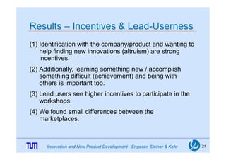 Results – Incentives & Lead Userness
                       Lead-Userness
(1) Identification with the company/product and ...
