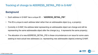 Tracking of changes to GNAF (Aug 2018)