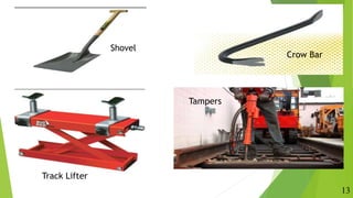13
Shovel
Crow Bar
Track Lifter
Tampers
 