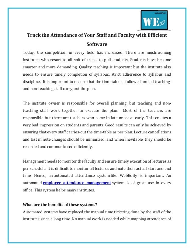 staff attendance