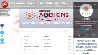 Des souvenirs pour que la fête continue
Après la soirée, diffusez auprès de vos invités une playlist ou une infographie souvenir
 