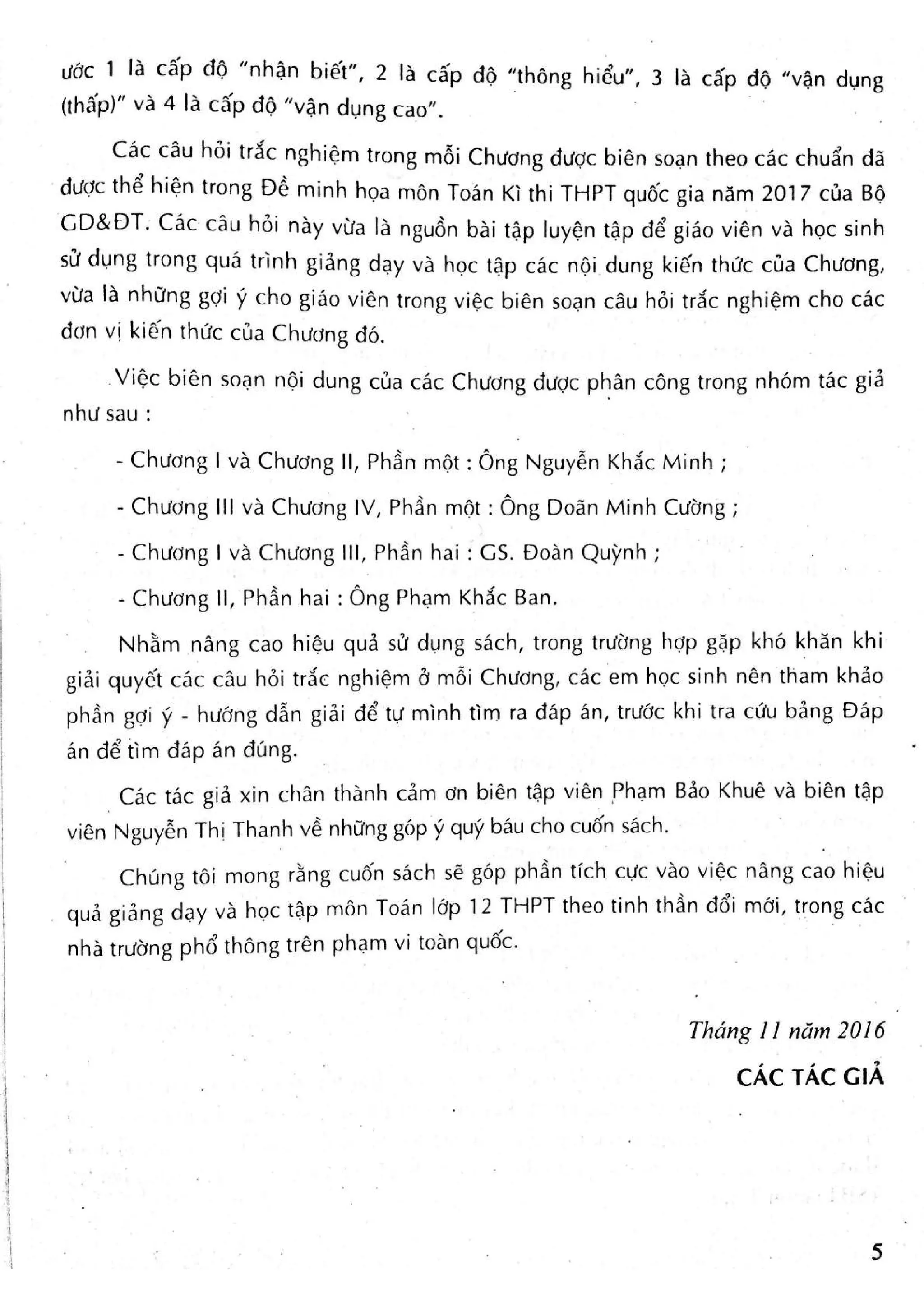 Sách trắc nghiệm Toán 12 Đoàn Quỳnh luyện thi THPT Quốc gia 2017