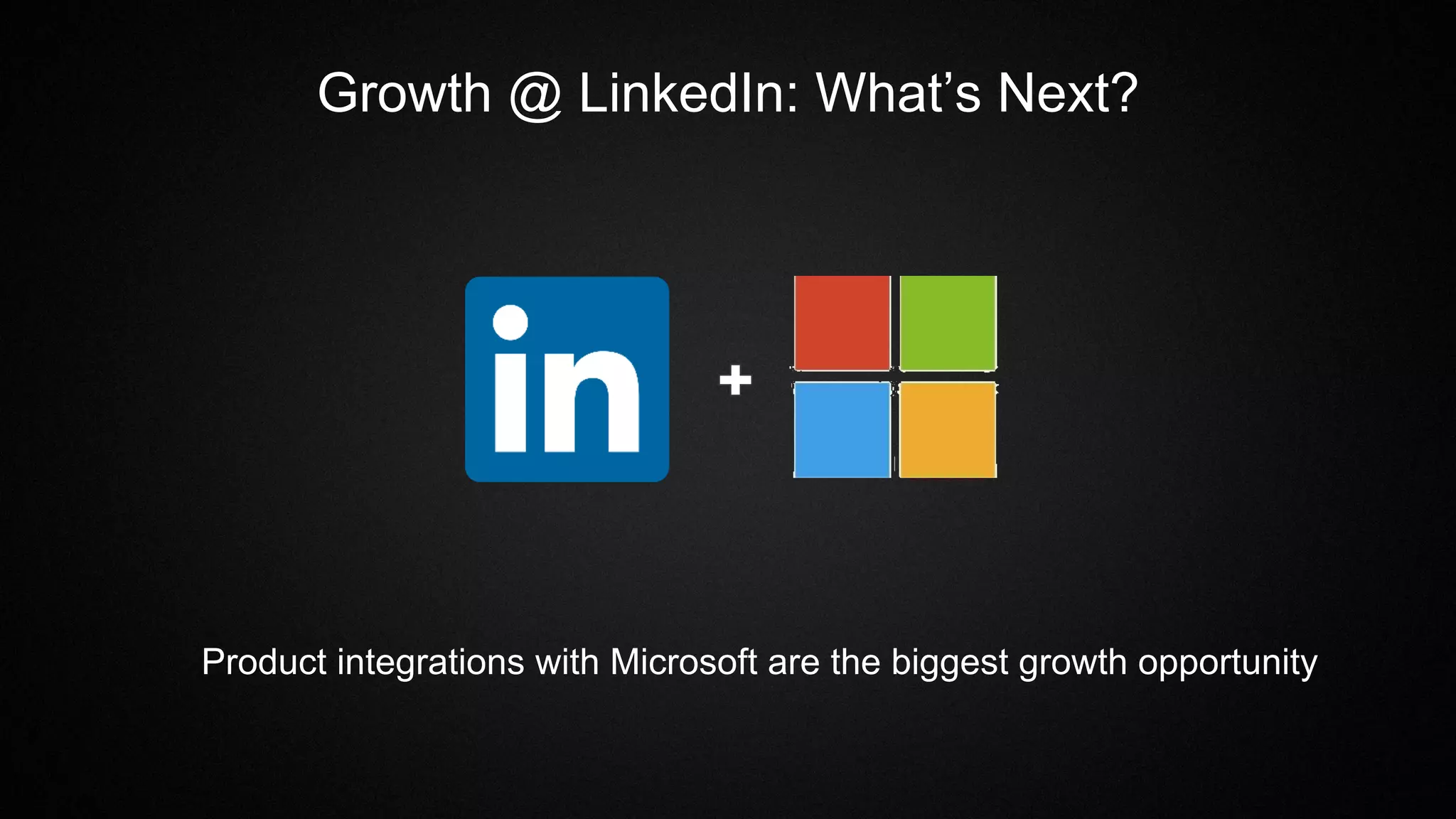 Growth @ LinkedIn: What’s Next?
Product integrations with Microsoft are the biggest growth opportunity
 