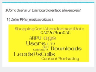¿CómodiseñarunDashboardorientadoaInversores?
1)DefinirKPIs(métricascríticas).
 