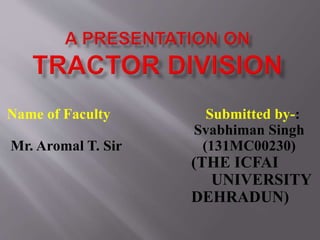 Name of Faculty Submitted by-:
Svabhiman Singh
Mr. Aromal T. Sir (131MC00230)
(THE ICFAI
UNIVERSITY
DEHRADUN)
 