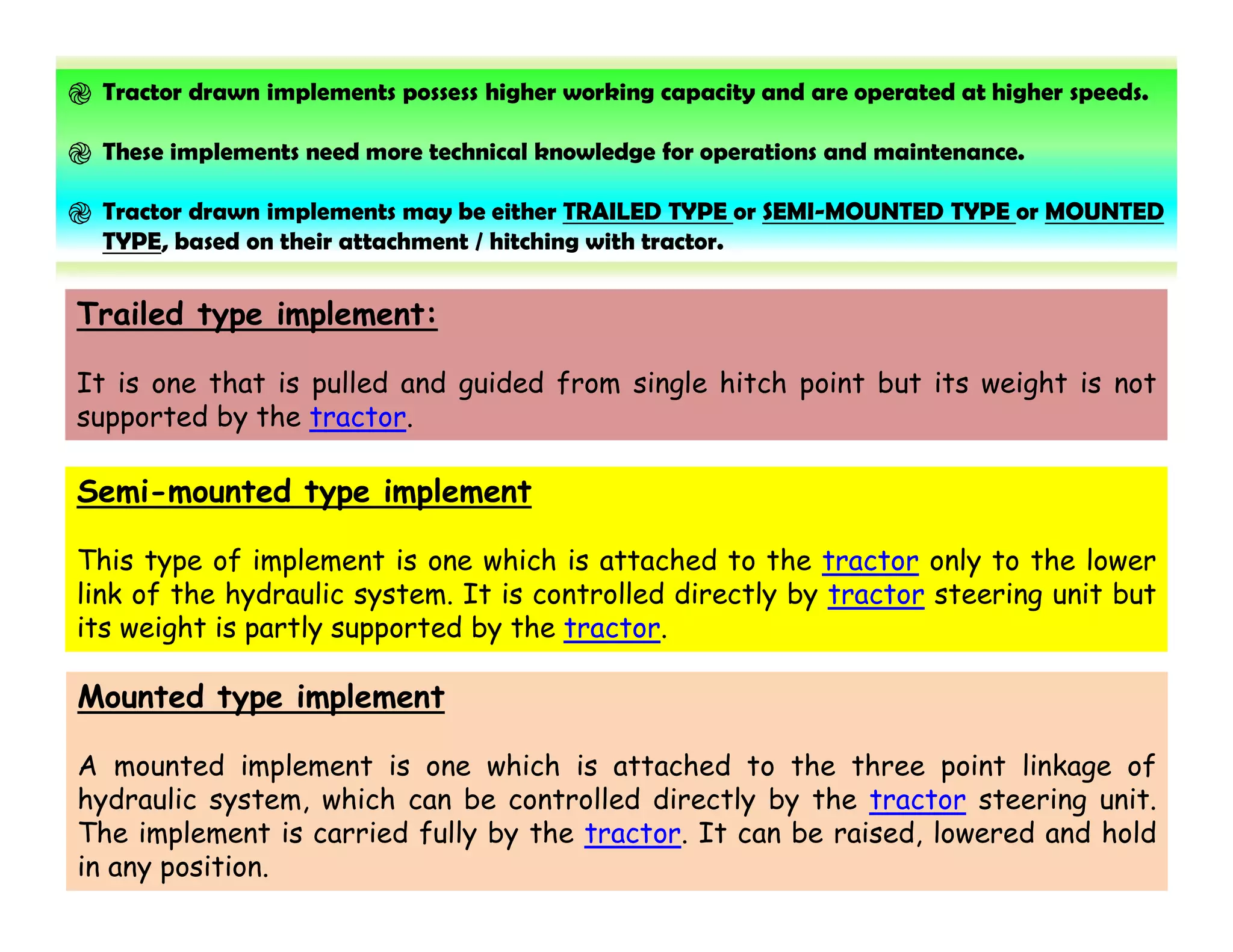 Tractor drawn farm implements used in india | PDF