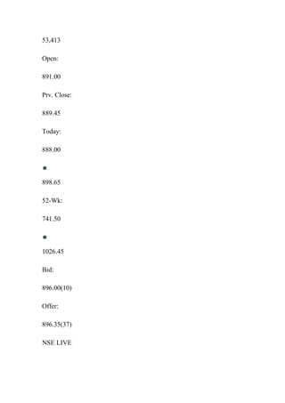 53,413
Open:
891.00
Prv. Close:
889.45
Today:
888.00
898.65
52-Wk:
741.50
1026.45
Bid:
896.00(10)
Offer:
896.35(37)
NSE LIVE
 
