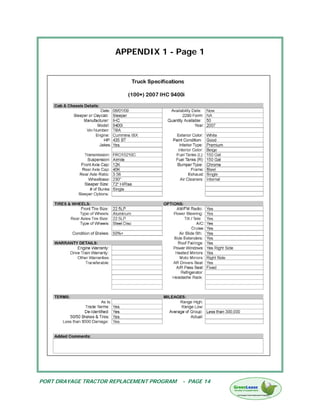 APPENDIX 1 - Page 1




PORT DRAYAGE TRACTOR REPLACEMENT PROGRAM   - PAGE 14
 