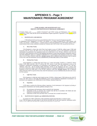APPENDIX 5 - Page 1
           MAINTENANCE PROGRAM AGREEMENT




PORT DRAYAGE TRACTOR REPLACEMENT PROGRAM   - PAGE 23
 