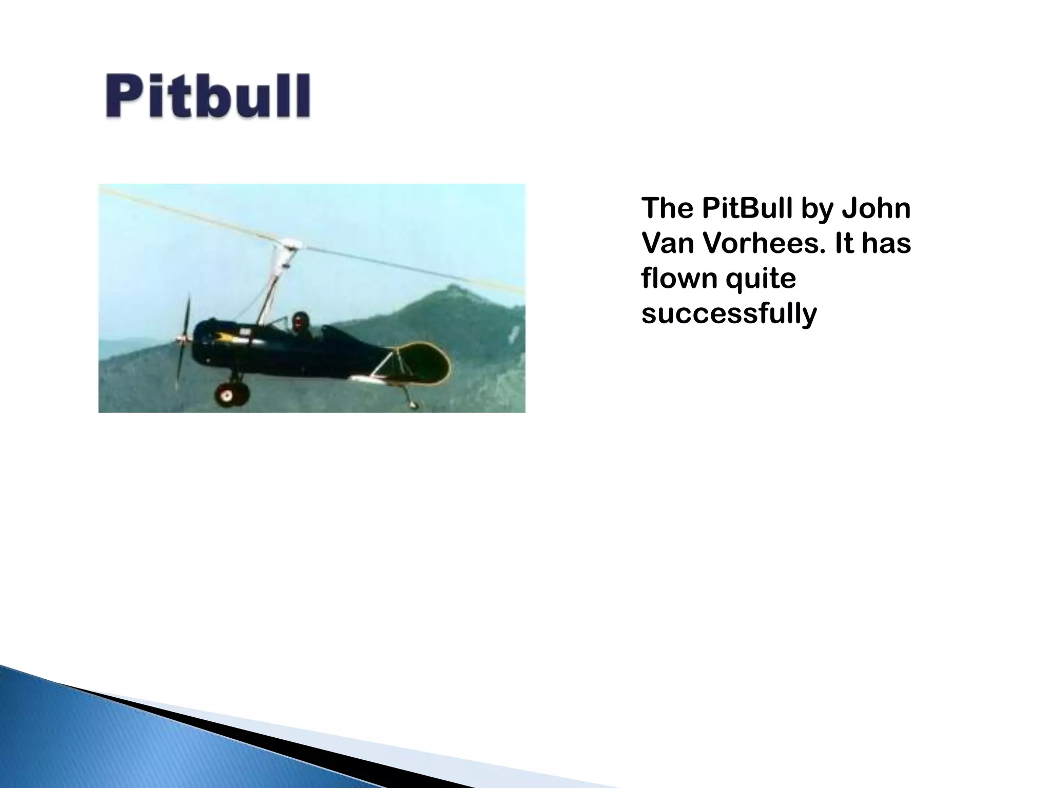 PitbullThe PitBull by John Van Vorhees. It has flown quite successfully