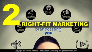RIGHT-FIT MARKETING
Copyright 2018 Tracy Hazzard | Hazz Design Consulting, Inc. | Brandcasters, Inc.
 