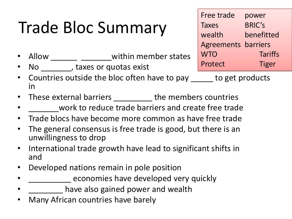 Trade blocs and global networks lesson 6