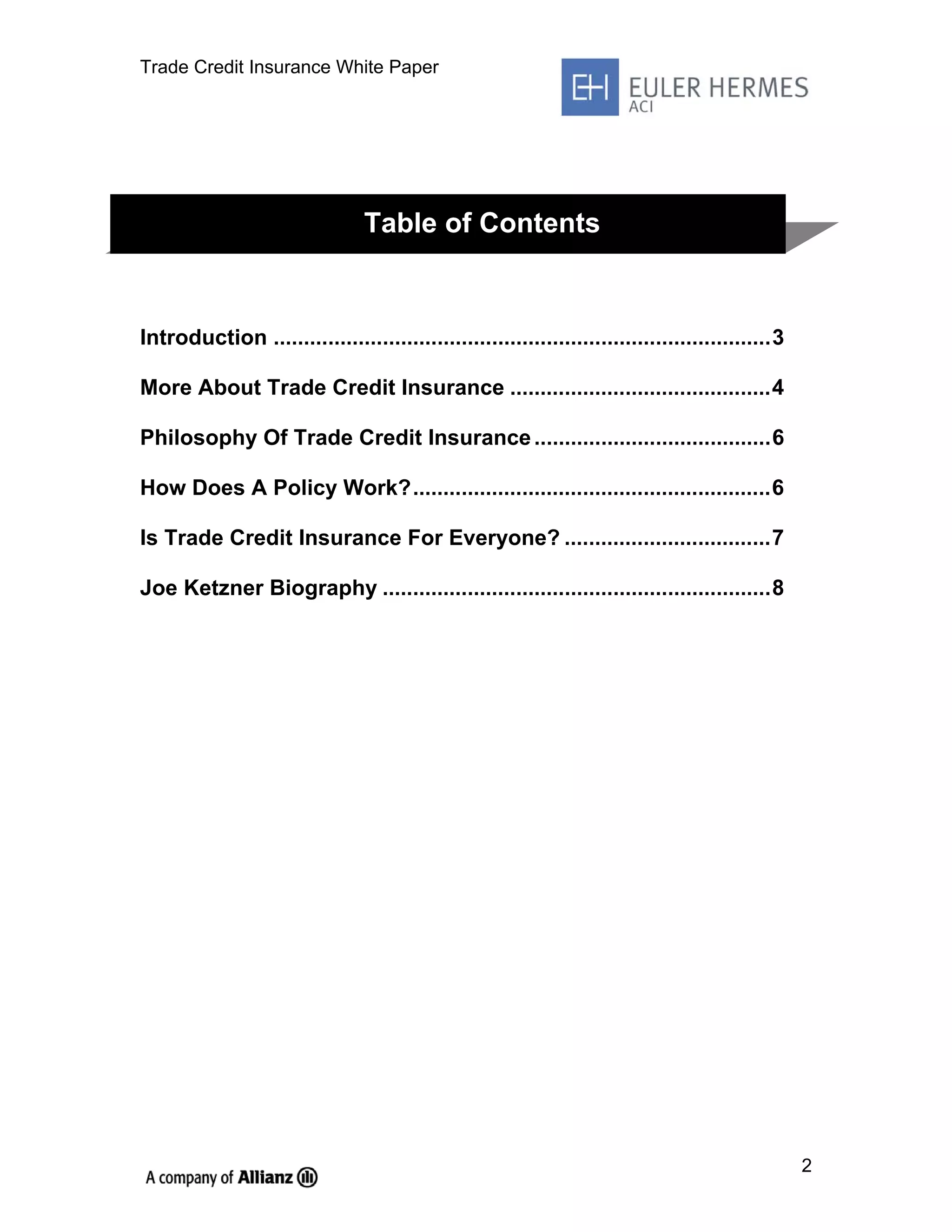 Trade Credit Insurance White Paper December 2008