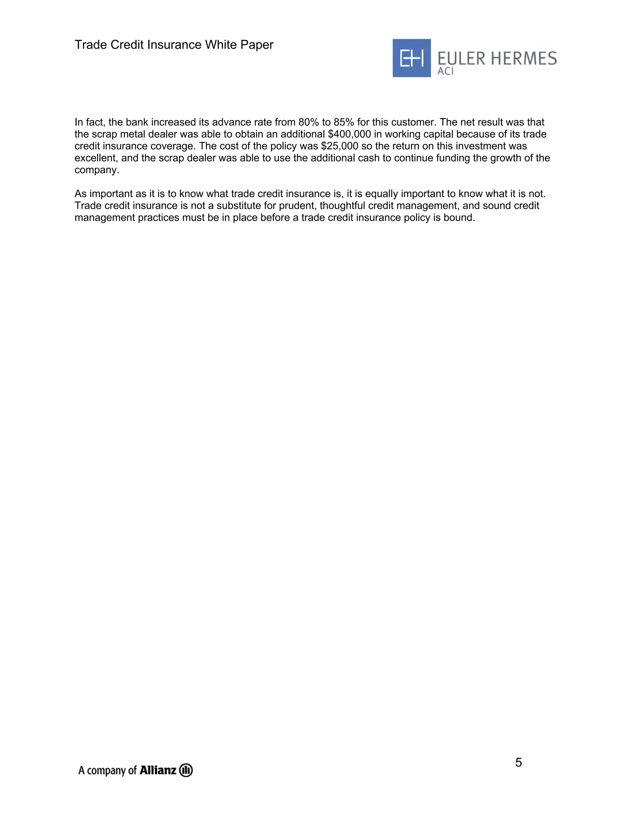 Trade Credit Insurance White Paper December 2008