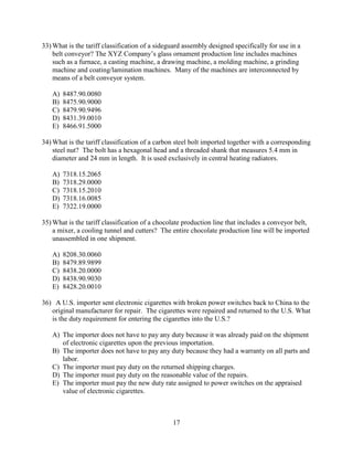 Trade & Customs Exam Questions | PDF