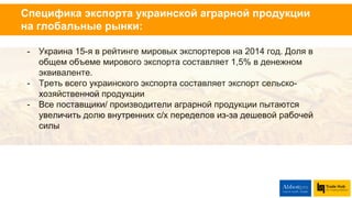 Основные страны - мировые импортеры муки: Ирак,
Афганистан, Узбекистан, Ангола.
Мировые экспортеры,
тыс.$
Турция 932 593
Казахстан 561 454
Германия 349 931
Франция 221 139
Основные страны - мировые экспортеры, которые
конкурируют с Украиной на глобальных рынках: Турция,
Казахстан, Германия, Франция. Последние 2 страны не
обязательно работают по экспорту на собственной
продукции, частично реэкспортируя муку.
Мировые импортеры,
тыс.$
Ирак 479 785
Афганистан 412 766
Узбекистан 232 352
Ангола 211 386
Глобальный рынок экспорта
 