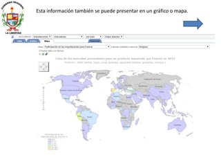 Esta información también se puede presentar en un gráfico o mapa.
 