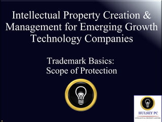 Intellectual Property Creation &
Management for Emerging Growth
Technology Companies
Trademark Basics:
Scope of Protection
 