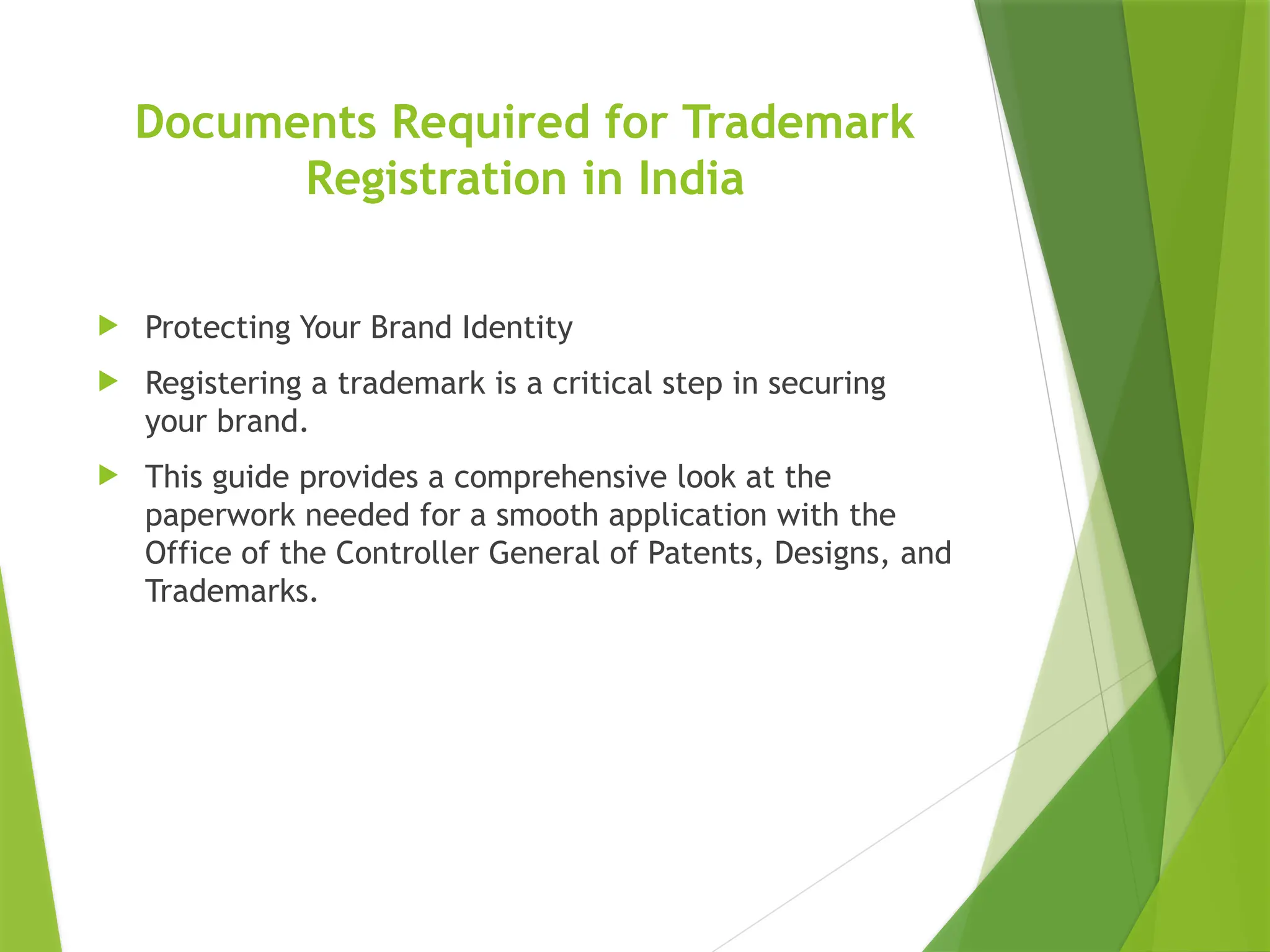 View of Documents Required for Trademark Registration in India | PPTX