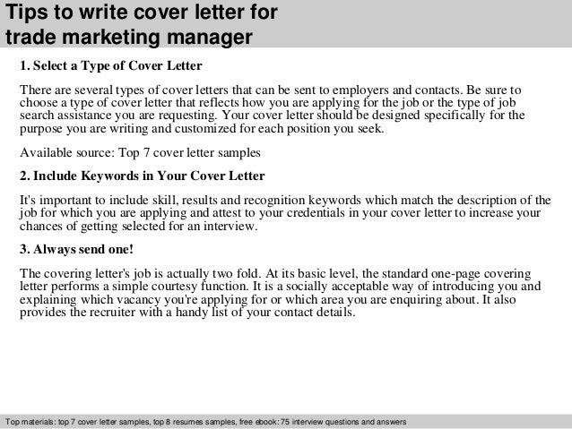trade marketing manager cover letter how to write a covering letter for a job