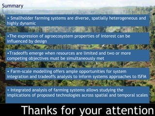 Thanks for your attention Summary <ul><li>Smallholder farming systems are diverse, spatially heterogeneous and highly dyna...