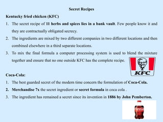 Example Recipe Trade Secrets Trade secret.pptx