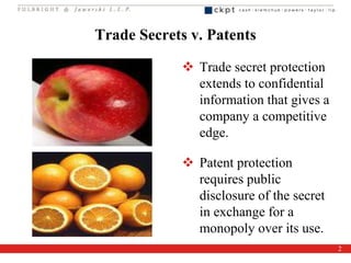 Trade Secrets and Patents: The Yin and Yang of IP Law | PPT