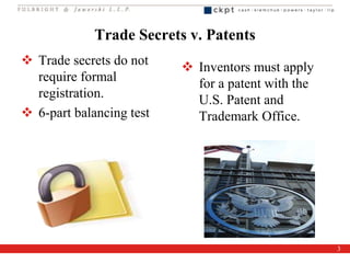 Trade Secrets and Patents: The Yin and Yang of IP Law | PPT