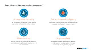 Does this sound like your supplier management?
 