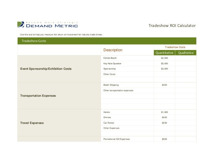 trade show roi calculator trade show schedule template