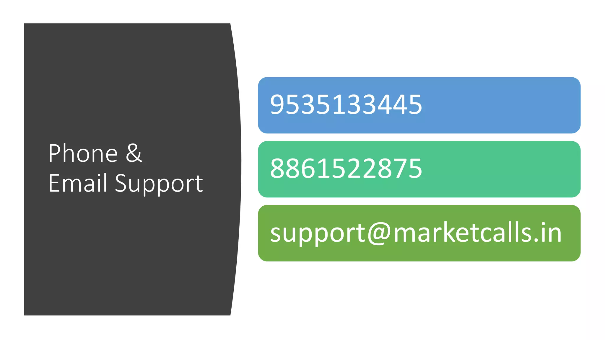 Phone &
Email Support
9535133445
8861522875
support@marketcalls.in
 