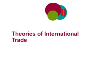 Theories of International
Trade
II
 