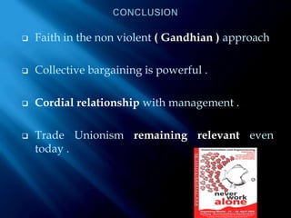 MODE OF ELECTING THE UNION LEADERSElection is through first nominating people for the role of trade union leader And then the electionsBut surprisingly for the past 10 years, there has been no election Women trade union leaders exist , but not at NMPT .