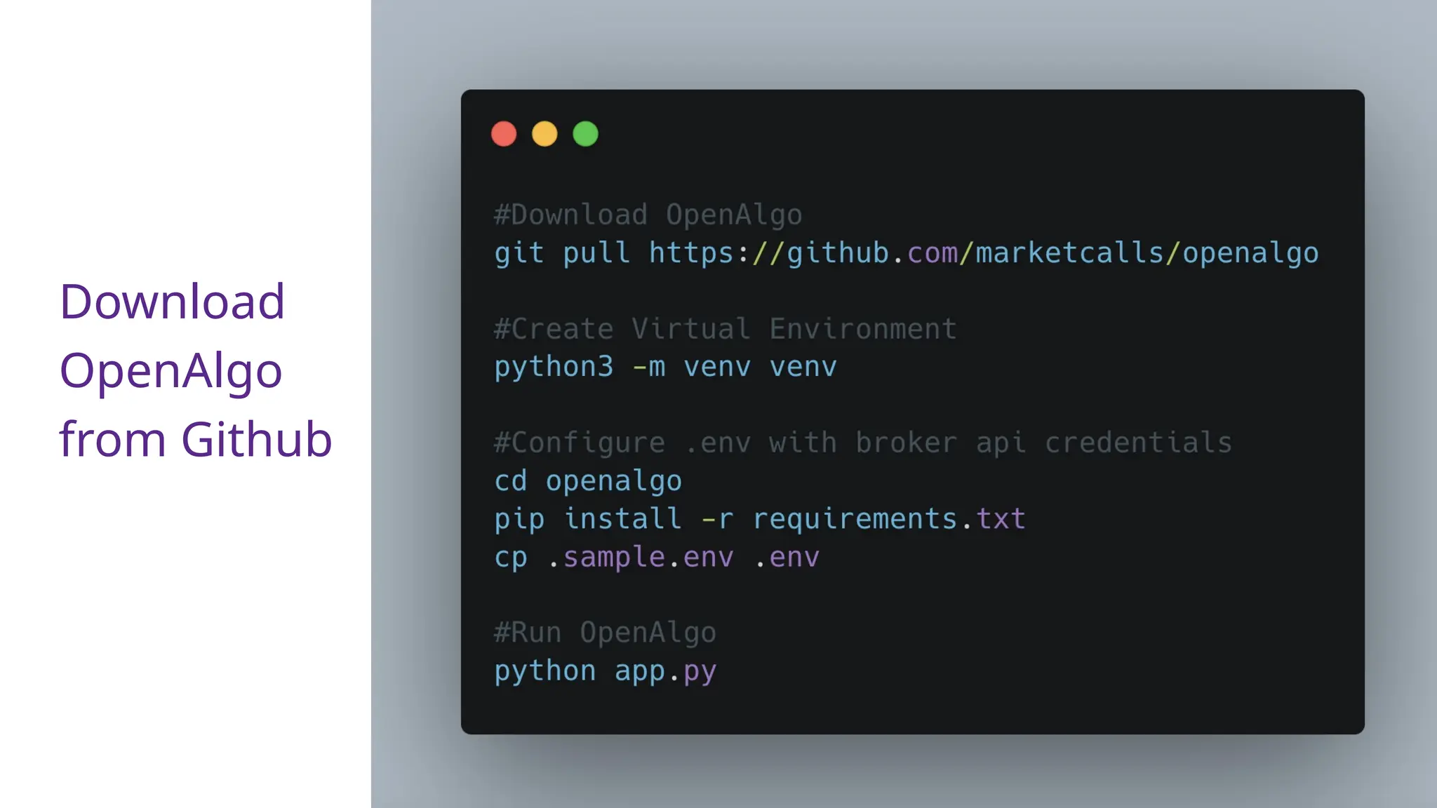 Download
OpenAlgo
from Github
 
