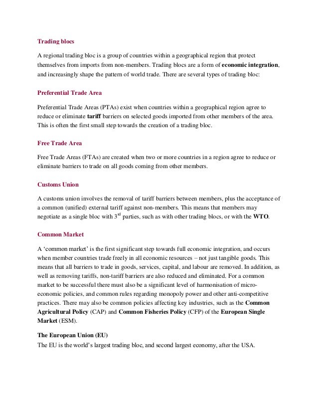 advantages of trading blocs
