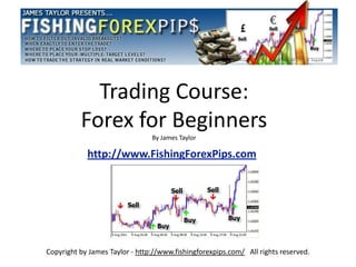 Trading Course:
          Forex for Beginners
                                By James Taylor

            http://www.FishingForexPips.com




Copyright by James Taylor - http://www.fishingforexpips.com/ All rights reserved.
 