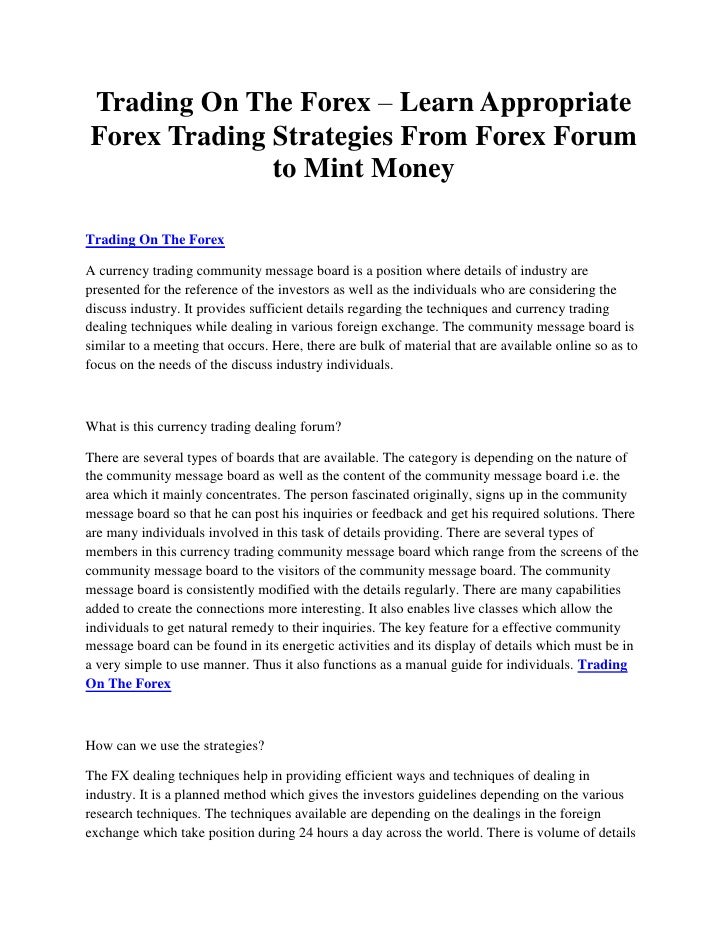 Trading On The Forex Learn Appropriate Forex Trading Strategies Fro - 