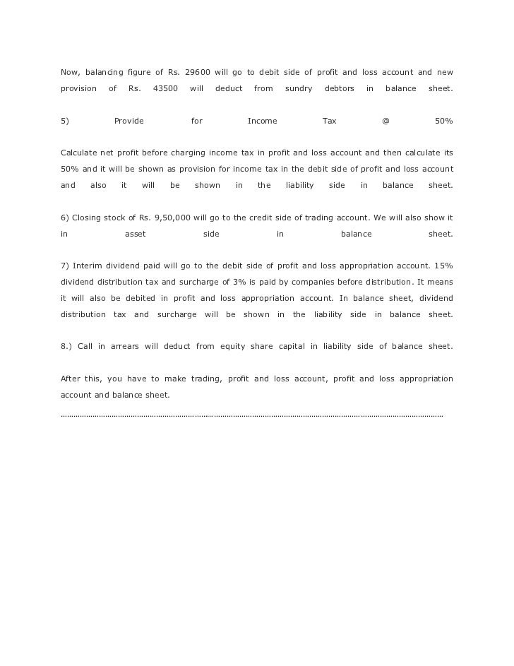 trading pl and balance sheet