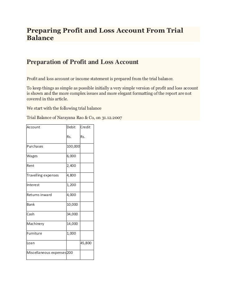 trading pl and balance sheet balance sheet and profit and loss account format in excel