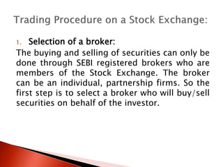 Trading system in stock exchange