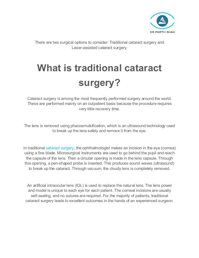 Traditional Cataract Surgery Vs Laser Assisted Cataract Surgery 1 