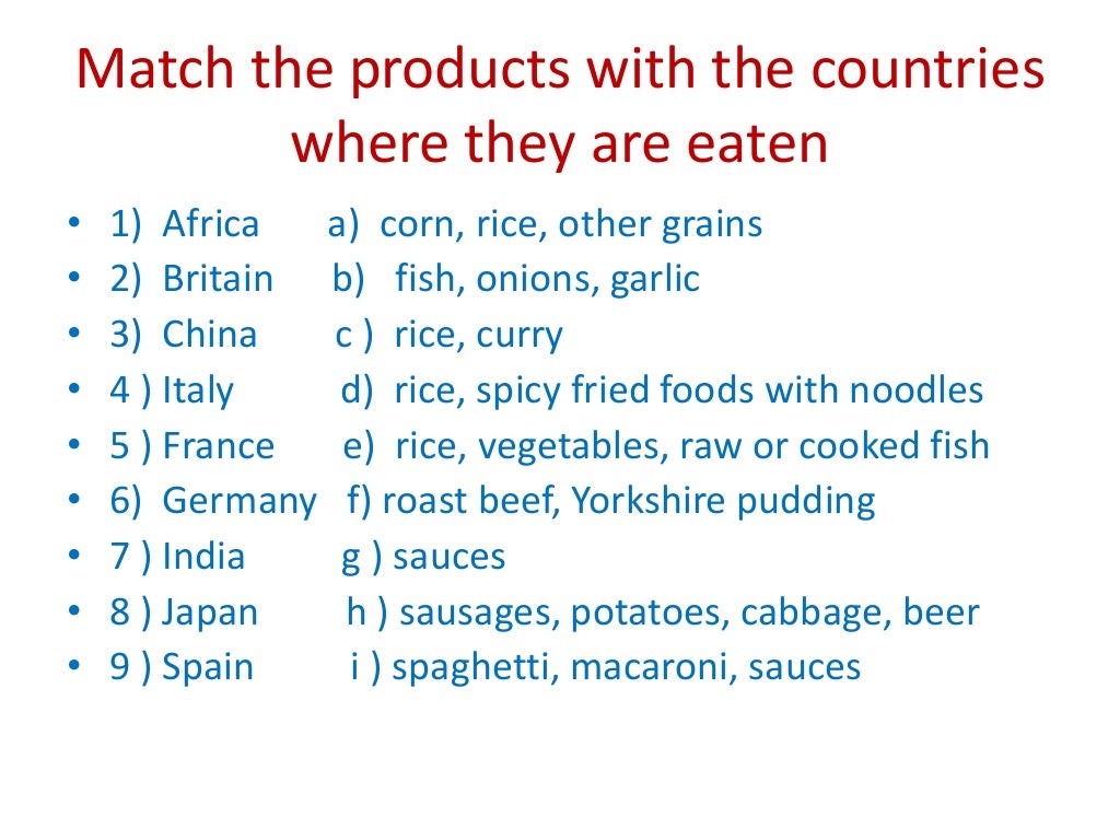 Traditional food in different countries