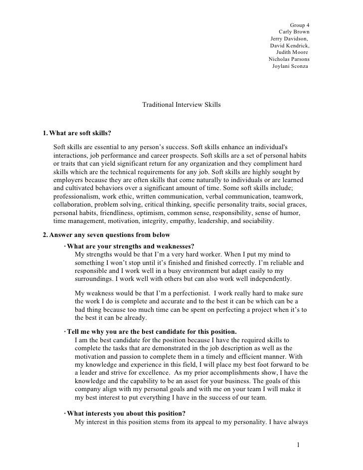traditional interview questions group 4 traditional interview questions
