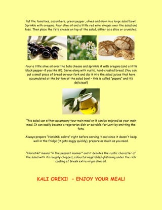 Traditional recipe Greek salad (horiatiki) PDF Traditional recipe Greek salad (horiatiki) PDF