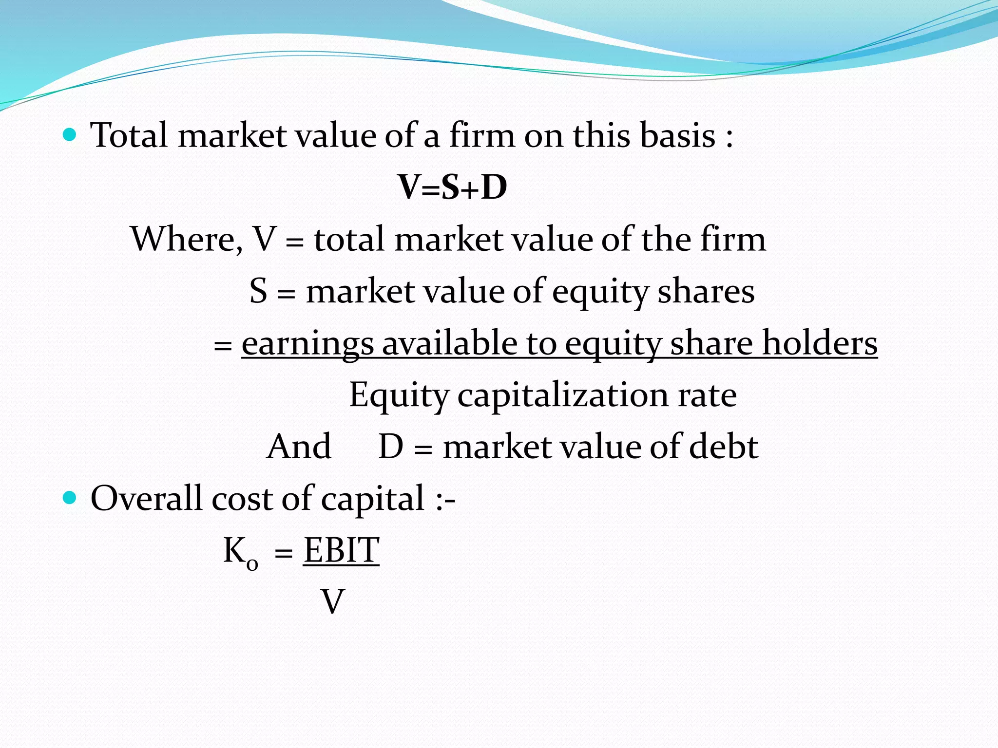 Traditional theory of capital structure PPT