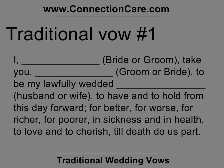 Traditional Wedding Vows