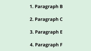 1. Paragraph B
2. Paragraph C
3. Paragraph E
4. Paragraph F
 