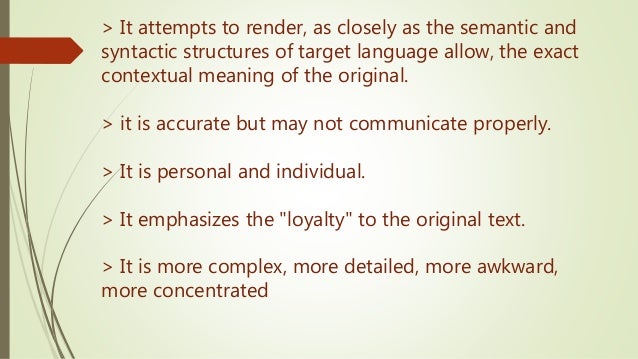 Semantic and Communicative translation