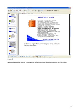 Diapo 15
Le chemin est long et difficile : conviction et persévérance sont les deux mamelles de la réussite !
19
 