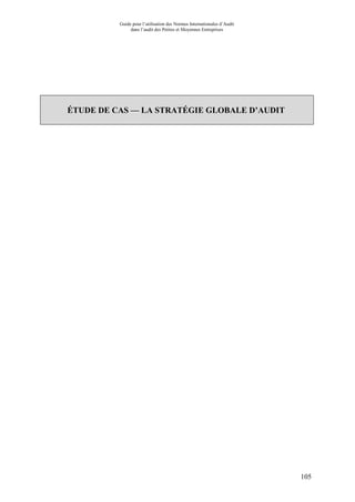 Guide pour l’utilisation des Normes Internationales d’Audit
dans l’audit des Petites et Moyennes Entreprises
105
ÉTUDE DE CAS — LA STRATÉGIE GLOBALE D’AUDIT
 